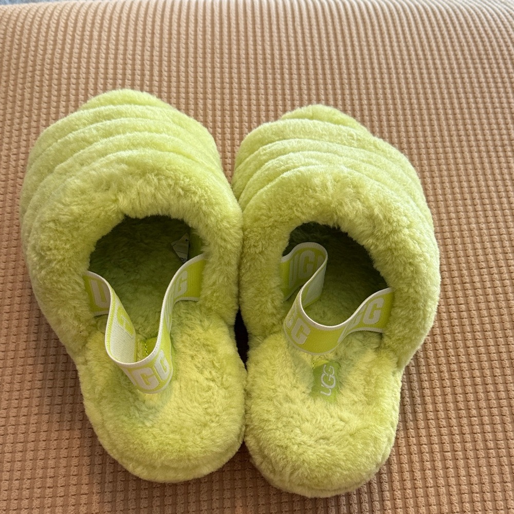 UGG Bright Green Fluffy Slippers